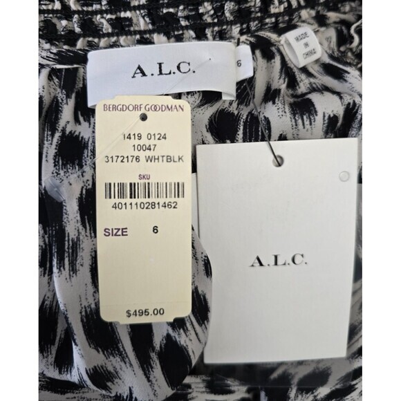 NEW! $595 A.L.C. Womens Silk Halter Leopard-Print Dress Black & Cream alc - Picture 9 of 11